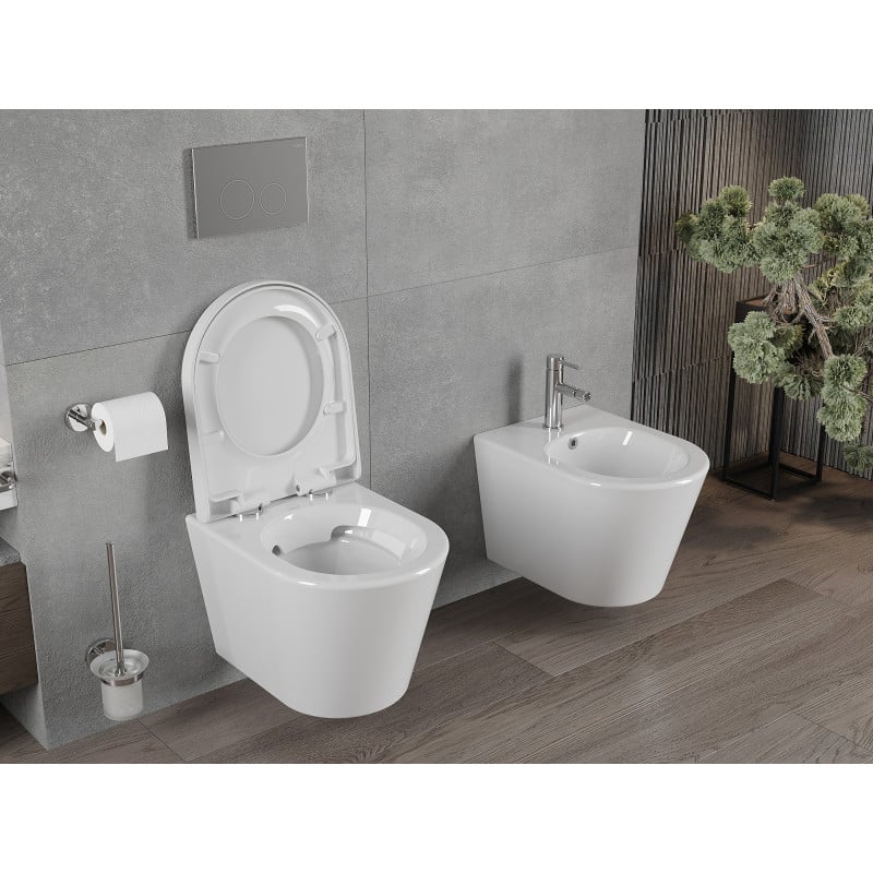 Mexen Rico Rimless WC Bowl with Slow-Close Hard Seat, Duroplast, White Gloss - 30720200