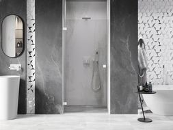 Mexen Lunar-B left hinged shower door 55 cm, transparent, white - 832-055-000-20-00-L