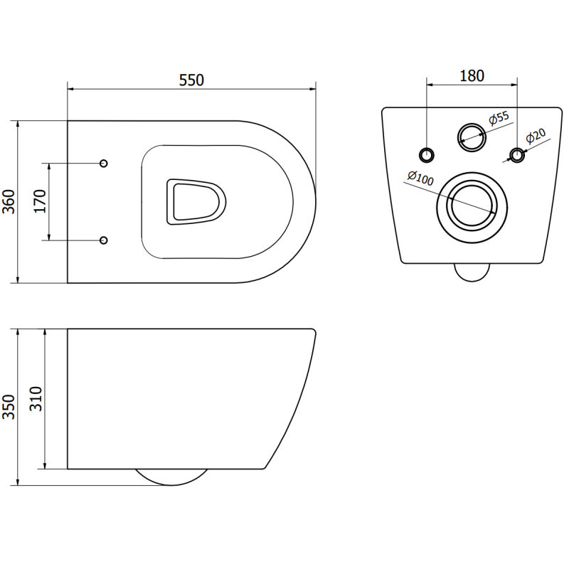 Mexen Rico rimless toilet bowl with slow-close hard seat, white gloss - 30478000