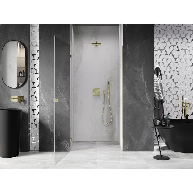 Mexen Lunar-B left-hinged shower door 55 cm, transparent, gold - 832-055-000-50-00-L