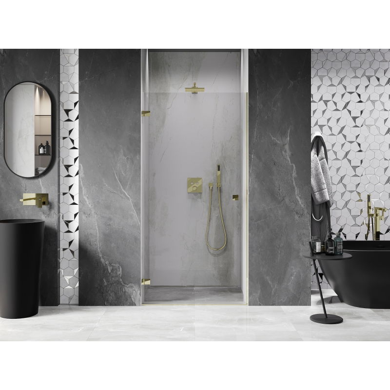 Mexen Lunar-B left-hinged shower door 55 cm, transparent, gold - 832-055-000-50-00-L