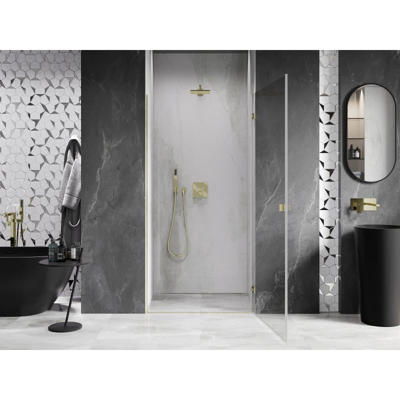 Mexen Lunar-B right-hand swing shower door 45 cm, transparent, brushed gold - 832-045-000-55-00-P