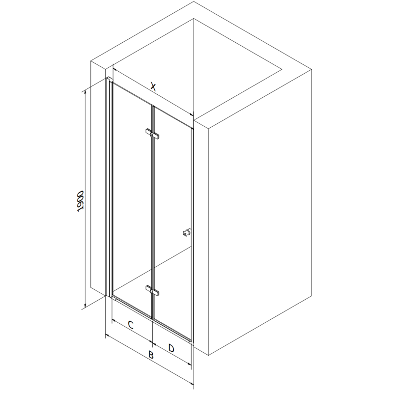 Mexen Lima folding shower door 60 cm, transparent, chrome - 856-060-000-01-00