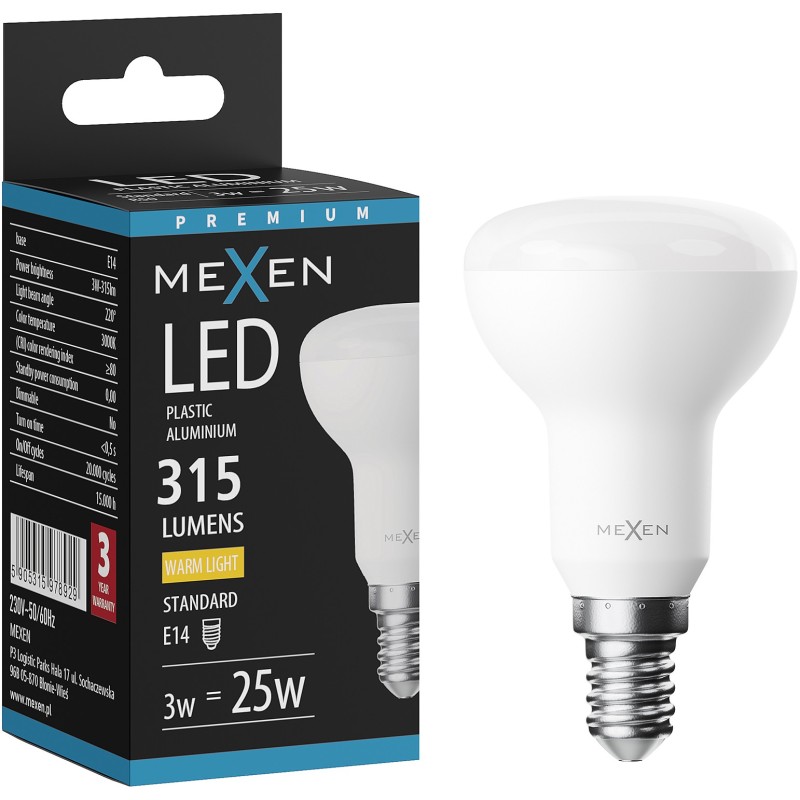 Mexen Nova LED Bulb E14, R50, 3W, Warm - 3000K, 315 lm - L103-E14-0330-01