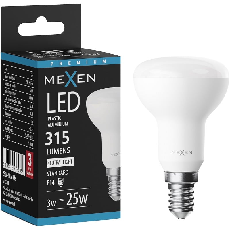 Mexen Nova LED Bulb E14, R50, 3W, Neutral - 4000K, 315 lm - L103-E14-0340-01