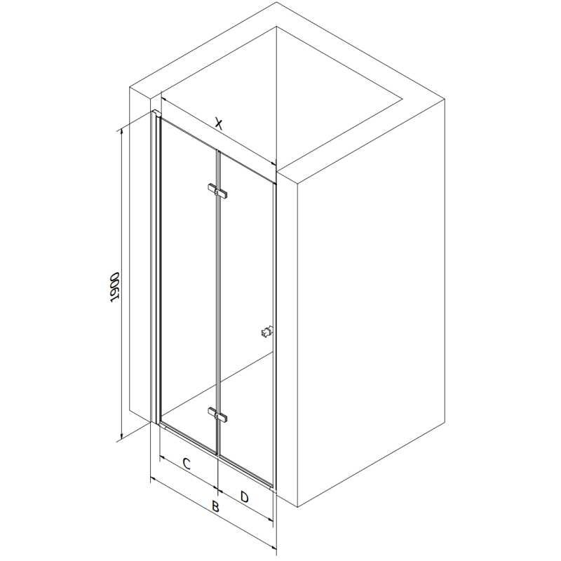 Mexen Lima folding shower door 70 cm, transparent, gold - 856-070-000-50-00