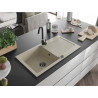 Mexen Leo granite kitchen sink 1-bowl with drainer 900 x 500 mm, beige, black siphon - 6501901010-69-B