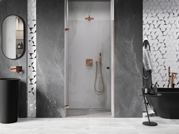 Mexen Lunar-B left-hand hinged shower door 55 cm, transparent, rose gold - 832-055-000-60-00-L