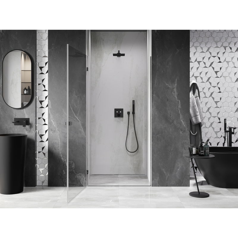 Mexen Lunar-B left hinged shower door 45 cm, transparent, brushed gun gray - 832-045-000-66-00-L