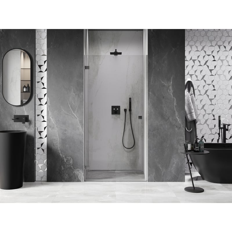 Mexen Lunar-B left hinged shower door 45 cm, transparent, brushed gun gray - 832-045-000-66-00-L