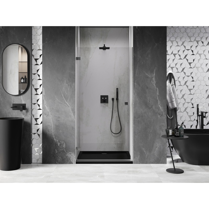 Mexen Lunar-B left hinged shower door 50 cm, transparent, brushed gun gray - 832-050-000-66-00-L