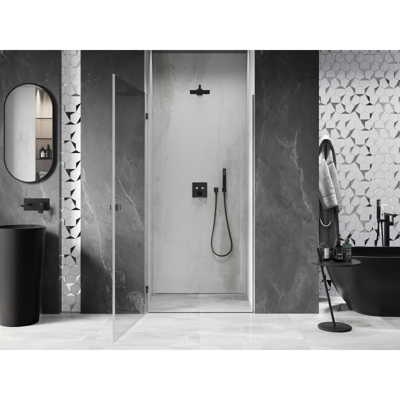 Mexen Lunar-B left hinged shower door 50 cm, transparent, brushed gun gray - 832-050-000-66-00-L