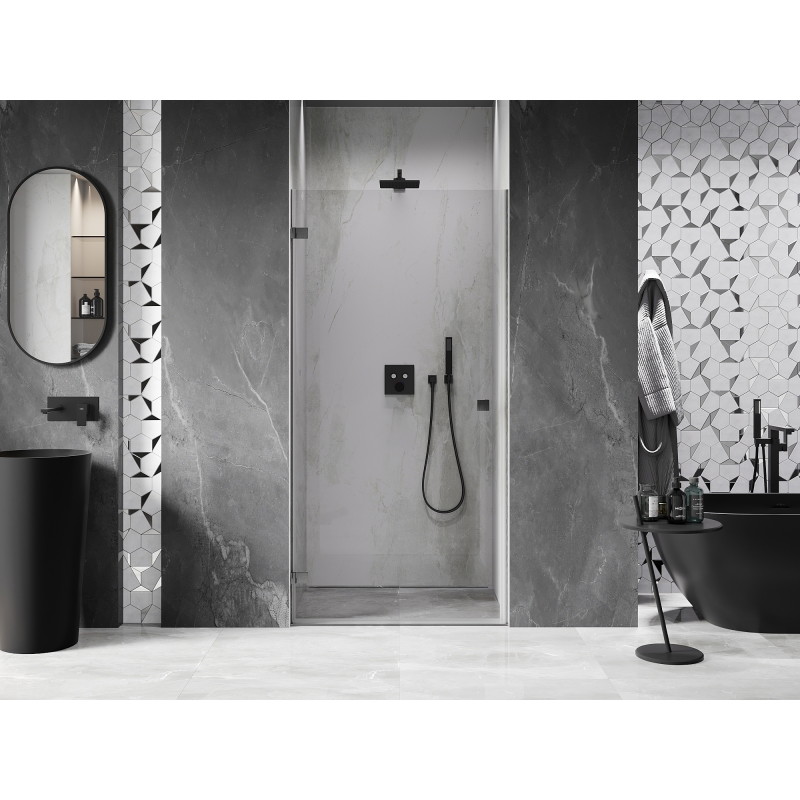 Mexen Lunar-B left hinged shower door 50 cm, transparent, brushed gun gray - 832-050-000-66-00-L