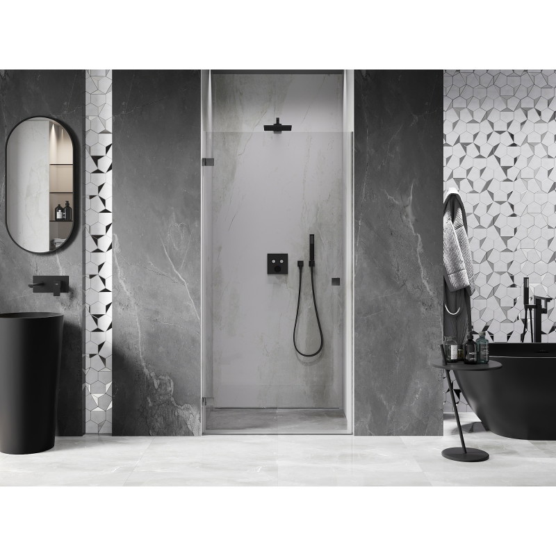 Mexen Lunar-B left hinged shower door 50 cm, transparent, brushed gun gray - 832-050-000-66-00-L