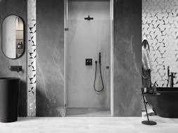 Mexen Lunar-B left hinged shower door 50 cm, transparent, brushed gun gray - 832-050-000-66-00-L