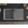 Mexen Leo 1-bowl granite sink with drainer 900 x 500 mm, gray, black siphon - 6501901010-71-B