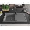 Mexen Leo 1-bowl granite sink with drainer 900 x 500 mm, gray, black siphon - 6501901010-71-B