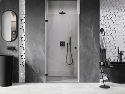 Mexen Lunar-B left swing shower door 50 cm, transparent, black - 832-050-000-70-00-L