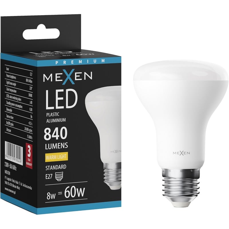 Mexen Nova LED Bulb E27, R63, 8W, Warm - 3000K, 840 lm - L104-E27-0830-01