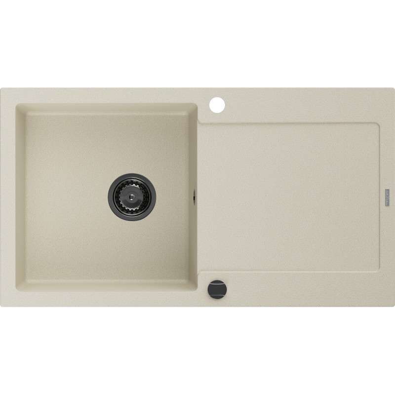 Mexen Leo 1-bowl granite sink with drainer 900 x 500 mm, beige, black siphon - 6501901010-69-B