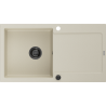 Mexen Leo granite kitchen sink 1-bowl with drainer 900 x 500 mm, beige, black siphon - 6501901010-69-B