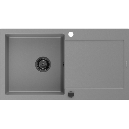 Mexen Leo 1-compartment granite sink with a drip tray 900 x 500 mm, Grey, siphon Black - 6501901010-71-B