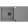 Mexen Leo 1-compartment granite sink with a drip tray 900 x 500 mm, Grey, siphon Black - 6501901010-71-B