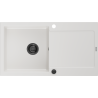 Mexen Leo 1-compartment granite sink with a drip tray 900 x 500 mm, White, siphon Black - 6501901010-20-B