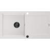 Mexen Leo granite sink with 1 bowl and drainer 900 x 500 mm, white, black siphon - 6501901010-20-B