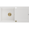 Mexen Leo 1-compartment granite sink with a drip tray 900 x 500 mm, White, siphon Gold - 6501901010-20-G