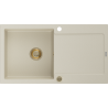 Mexen Leo 1-compartment granite sink with a drip tray 900 x 500 mm, Beige, siphon Gold - 6501901010-69-G