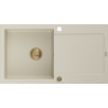 Mexen Leo granite sink 1-bowl with drainer 900 x 500 mm, beige, gold siphon - 6501901010-69-G