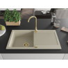 Mexen Leo 1-bowl granite sink with drainer 900 x 500 mm, beige, golden siphon - 6501901010-69-G