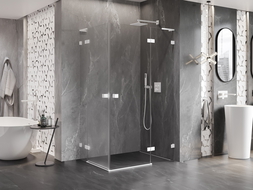 Mexen Lunar L Duo right hinged shower cabin 80 x 75 cm, transparent, white - 834L-080P-075L-20-00