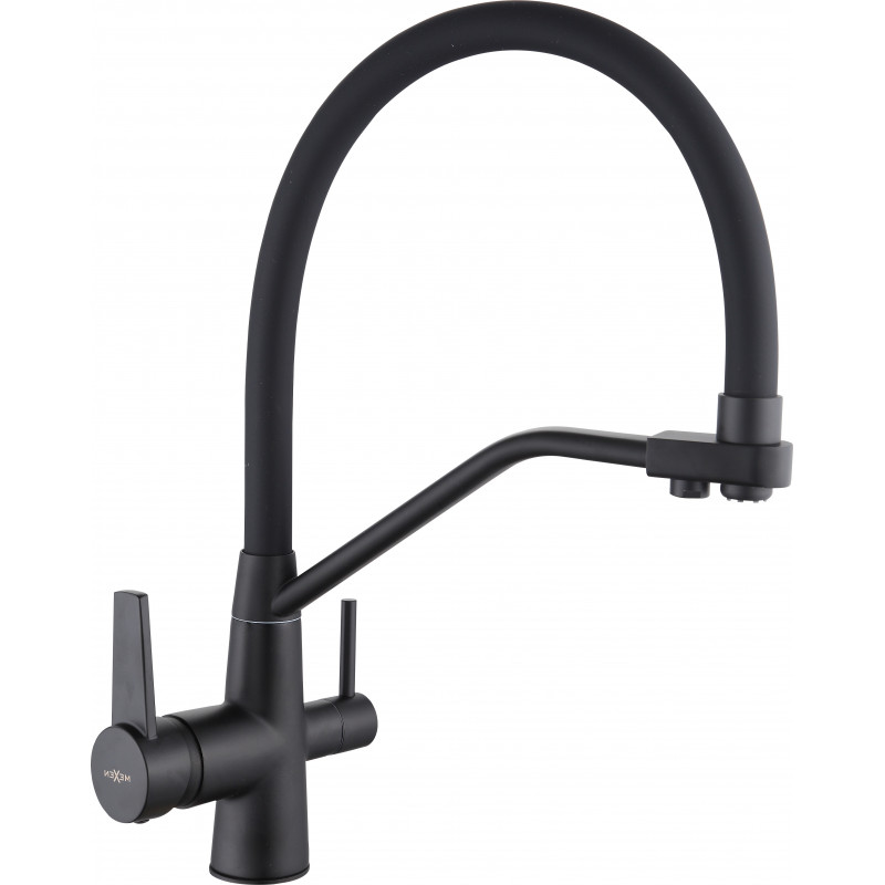 Mexen Duo kitchen faucet, black - 671701-70