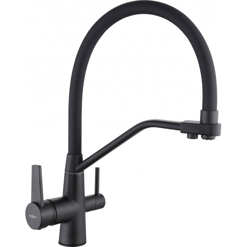 Mexen Duo kitchen mixer tap, Black - 671701-70