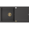 Mexen Leo granite sink 1-bowl with drainer 900 x 500 mm, black speckled, gold siphon - 6501901010-76-G