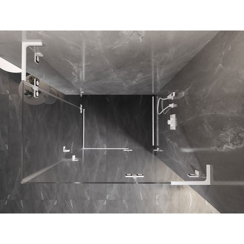 Mexen Lunar L Duo Hinged Shower Cabin Right 100 x 70 cm, Transparent, White - 834L-100P-070L-20-00