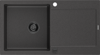 Mexen Leo 1-compartment granite sink with a drip tray 900 x 500 mm, spotted black, siphon Black - 6501901010-76-B