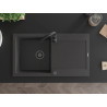 Mexen Leo single-bowl granite sink with drainer 900 x 500 mm, speckled black, black siphon - 6501901010-76-B