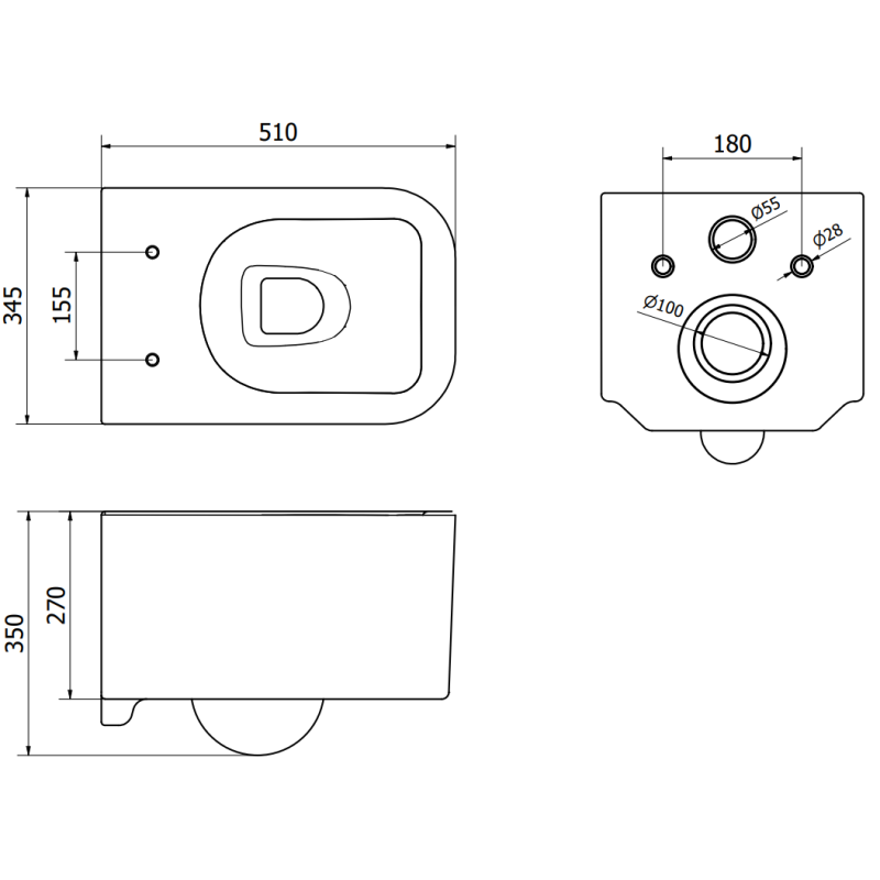 Mexen Slim Fenix concealed WC frame set with Elis WC bowl, white gloss - 6103391XX00