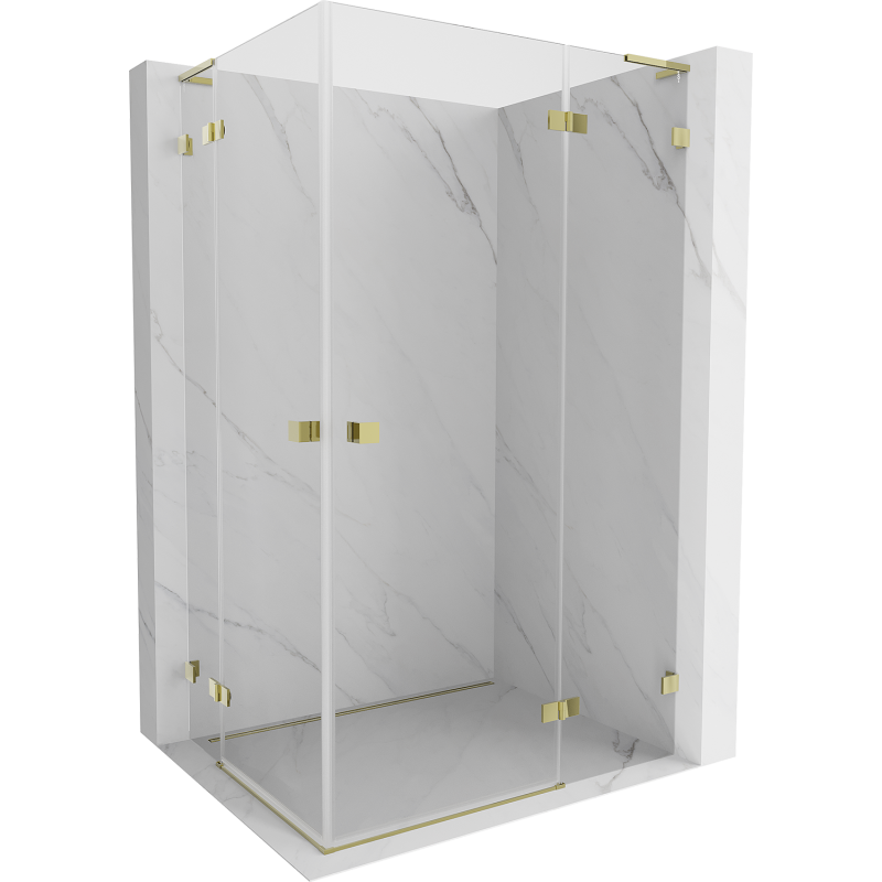 Mexen Lunar L Duo Shower Enclosure Right Hinged 85 x 75 cm, Transparent, Gold - 834L-085P-075L-50-00