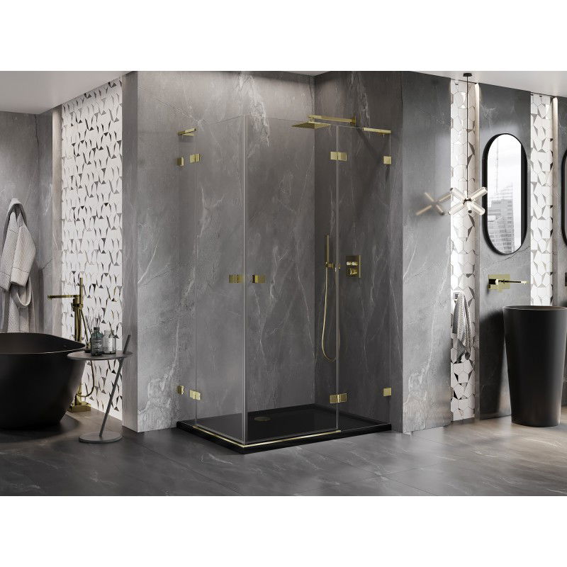 Mexen Lunar L Duo swing shower enclosure right 110 x 85 cm, transparent, gold - 834L-110P-085L-50-00