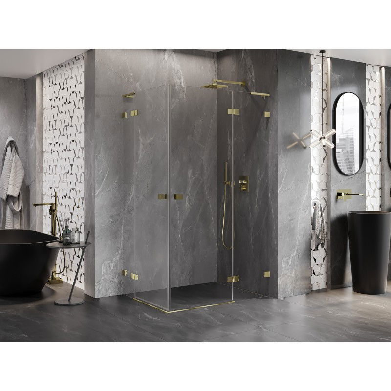 Mexen Lunar L Duo shower cabin with right hinged door 110 x 100 cm, transparent, gold - 834L-110P-100L-50-00