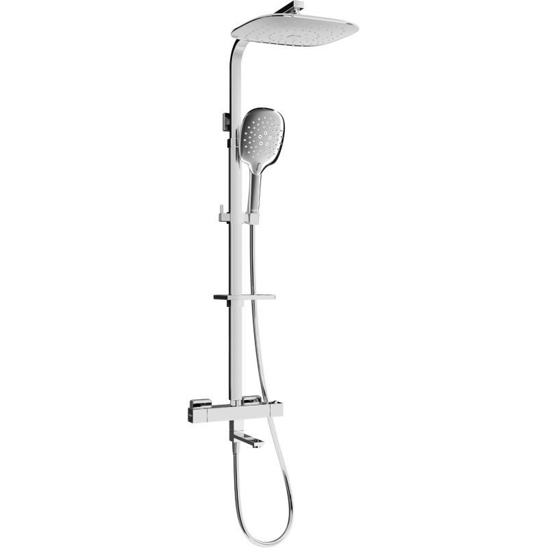 Mexen CQ22 bath-shower set with rain shower and thermostatic faucet, chrome - 779102295-00