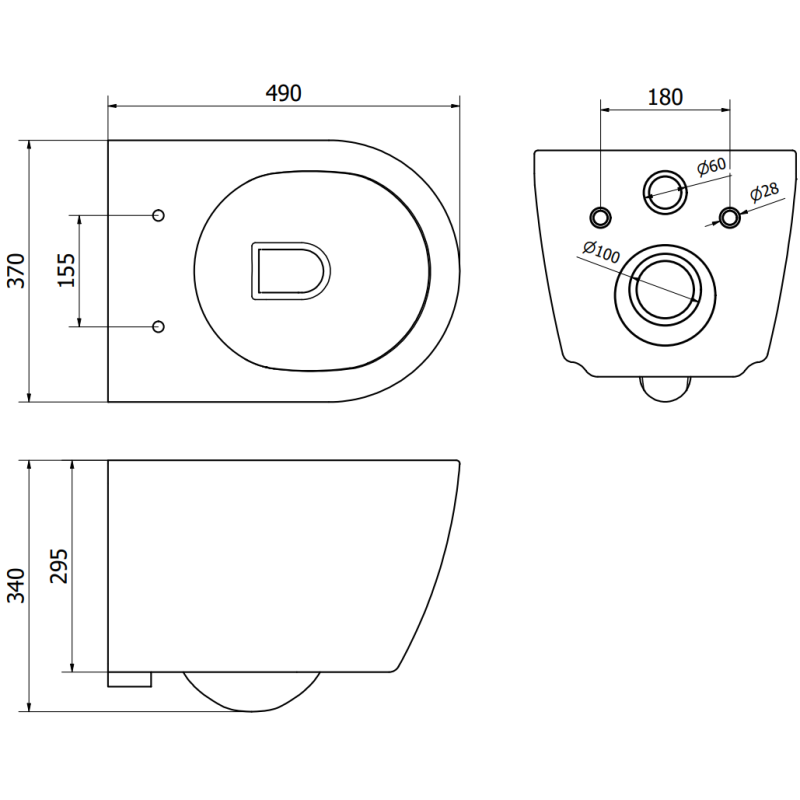 Mexen Carmen WC Concealed Frame Set Fenix XS-F with WC Bowl, Black Matte - 6803388XX85
