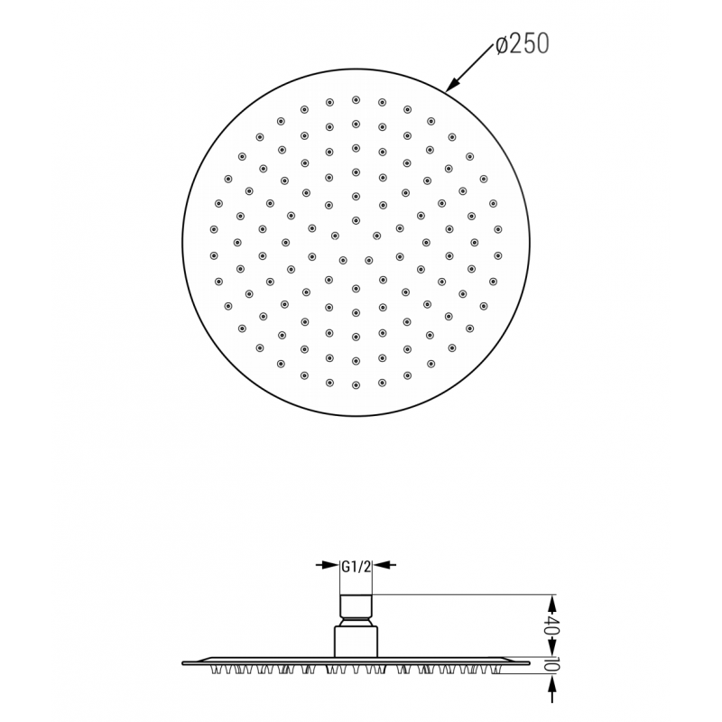 Mexen Slim showerhead 25 cm, chrome - 79225-00