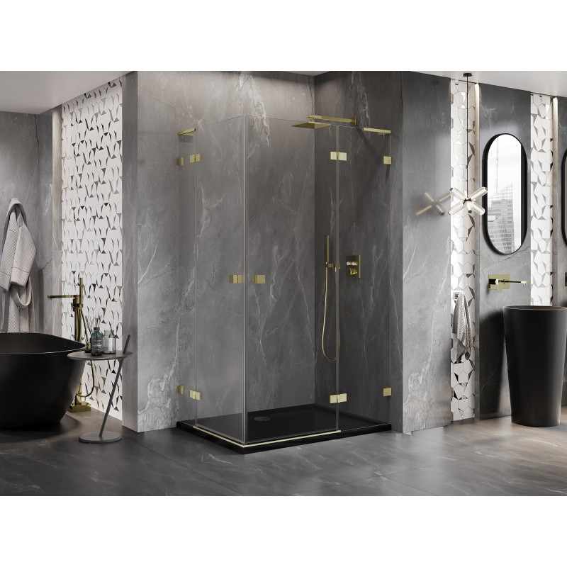 Mexen Lunar L Duo Right-Swinging Shower Cabin 95 x 80 cm, Transparent, Brushed Gold - 834L-095P-080L-55-00