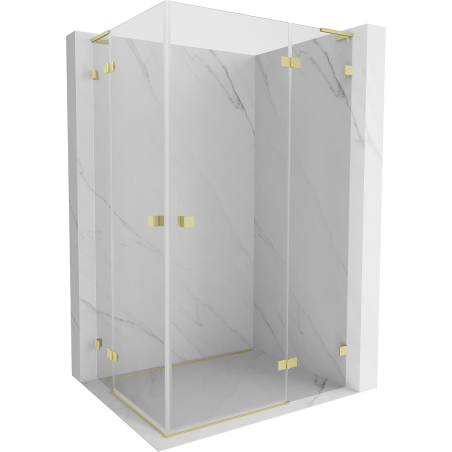 Mexen Lunar L Duo Right-Swinging Shower Cabin 95 x 80 cm, Transparent, Brushed Gold - 834L-095P-080L-55-00
