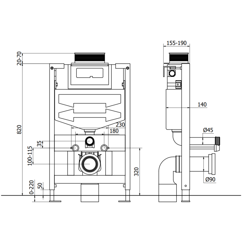 Mexen Fenix XS-U Concealed Toilet Set with Carmen Black Matt Toilet Bowl - 6853388XX85